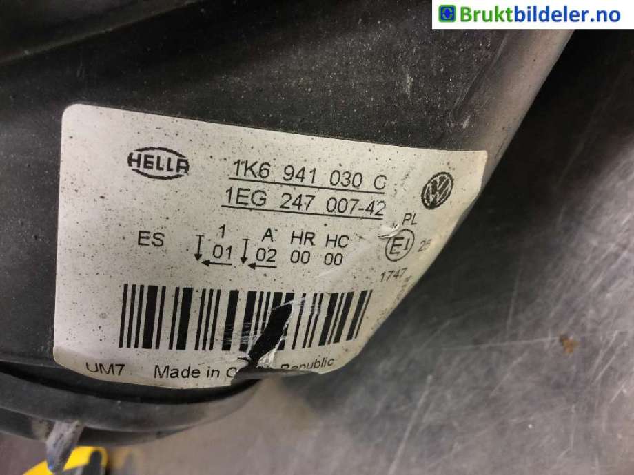 Frontlykt høyre halogen til VW Golf V, Combi 2003-2008  (VOLKSWAGEN|1K6 941 030 C|1K6 941 030 P|)