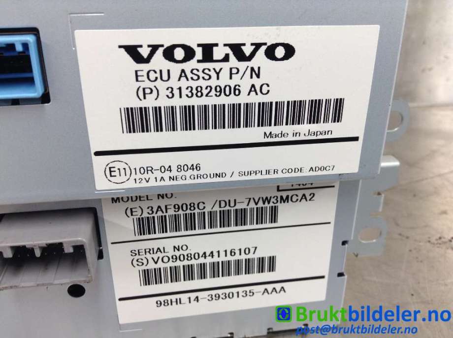 Instrument kjørecomputer til Volvo V40 2012-2019  (VOLVO|31382906|VO908044116107|)