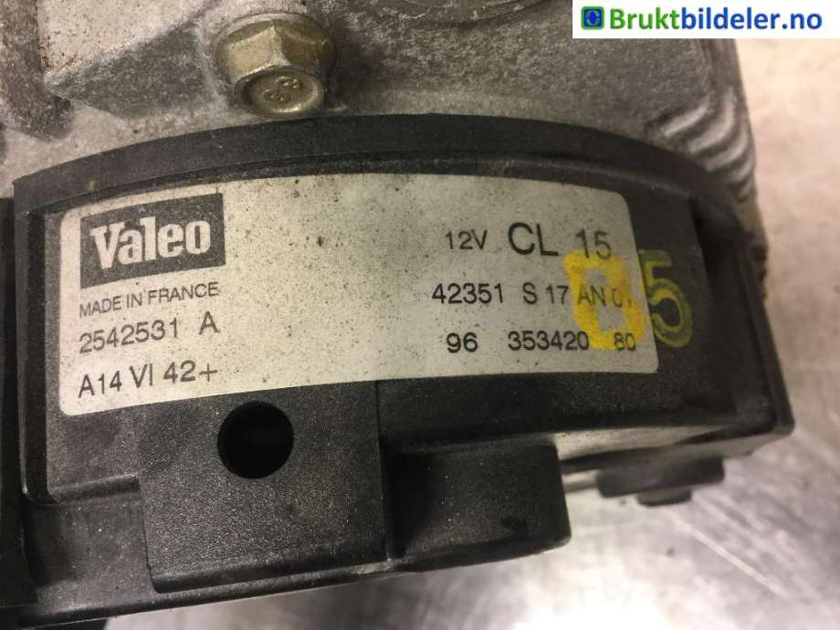 Dynamo til Peugeot 307 2001-2004 (Fase 1) (PEUGEOT|9635342080|2542531A|)