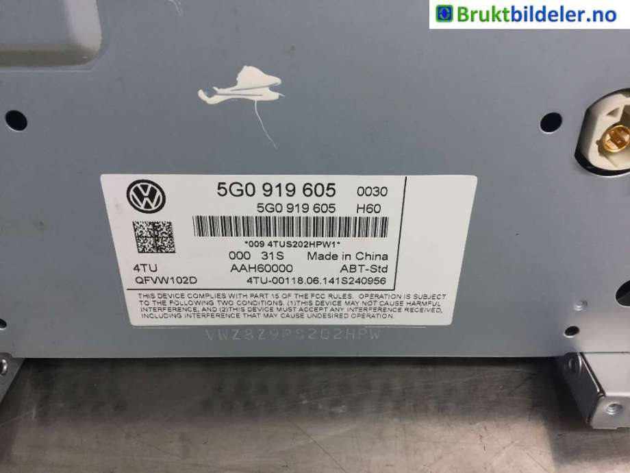 Bilstereo til VW Golf VII 2012-2017 (Fase 1)  (VOLKSWAGEN|5G0 919 605|)