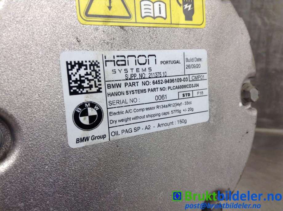 Aircondition kompressor til BMW X1 2015-2022 (F48) (F48) (BMW|64 52 9 496 109-03|211375-10|64 52 9 496 106)