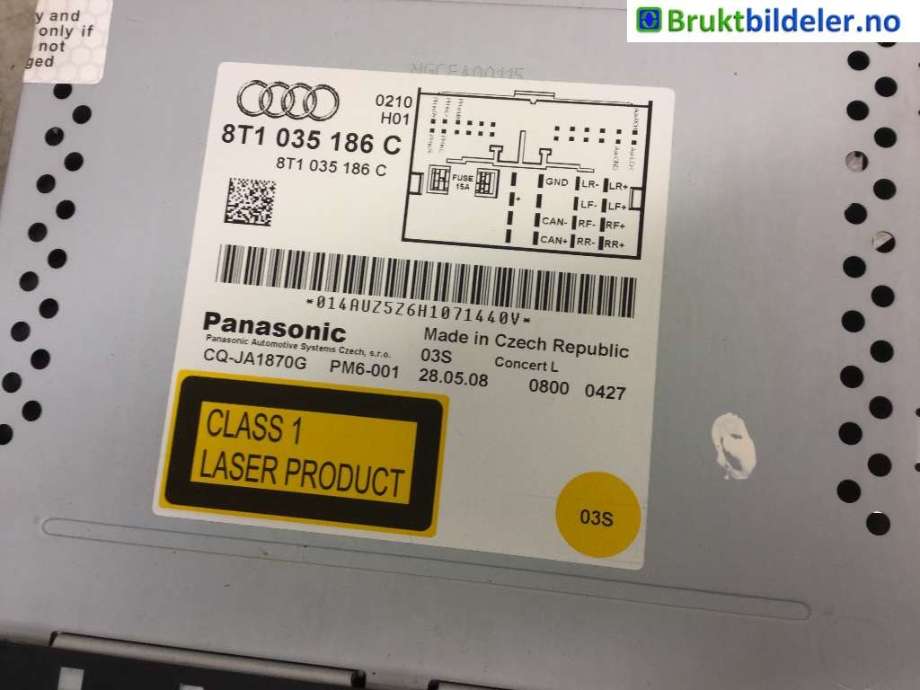 Bilstereo til Audi A4 2007-2014 (Type IV) (B8) (B8) (AUDI|8T1 035 186 C|CQ-JA1870G|)