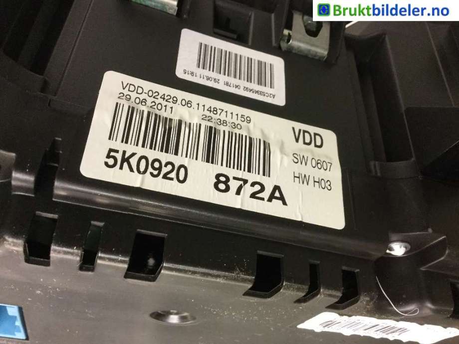 Instrumentpanel til VW Golf VI 2008-2012  (VOLKSWAGEN|5K0 920 872 A|)