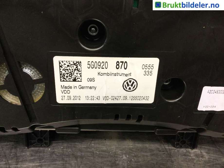 Instrumentpanel til VW Golf VII 2012-2017 (Fase 1)  (VOLKSWAGEN|5G0 920 870|)