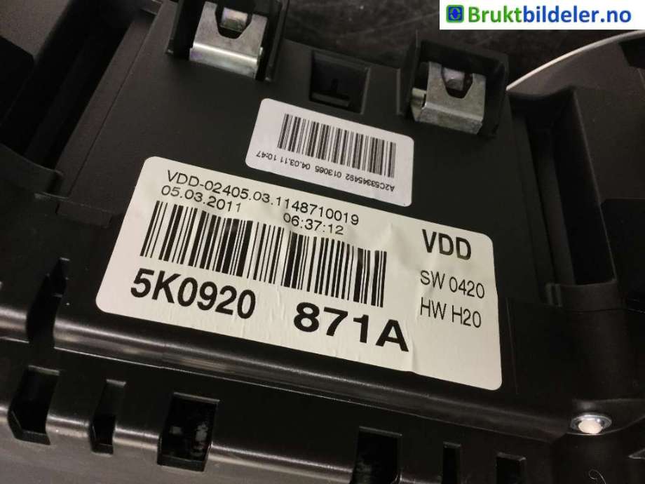 Instrumentpanel til VW Golf VI 2008-2012  (VOLKSWAGEN|5K0 920 871 A|)