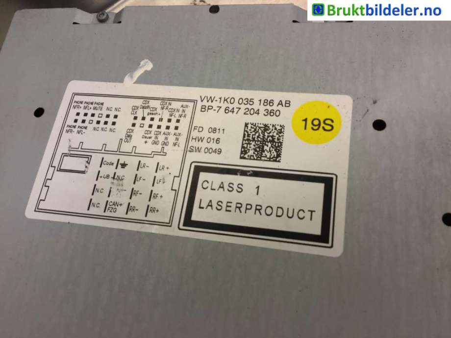 Bilstereo til VW Golf VI 2008-2012  (VOLKSWAGEN|1K0 035 186 AB|)