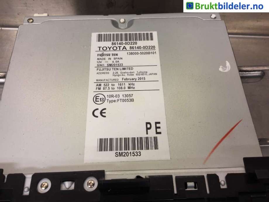 Bilstereo til Toyota Yaris 2014-2020 (Type III, Fase 2)  (TOYOTA|86140-0D220|FT0053B|)