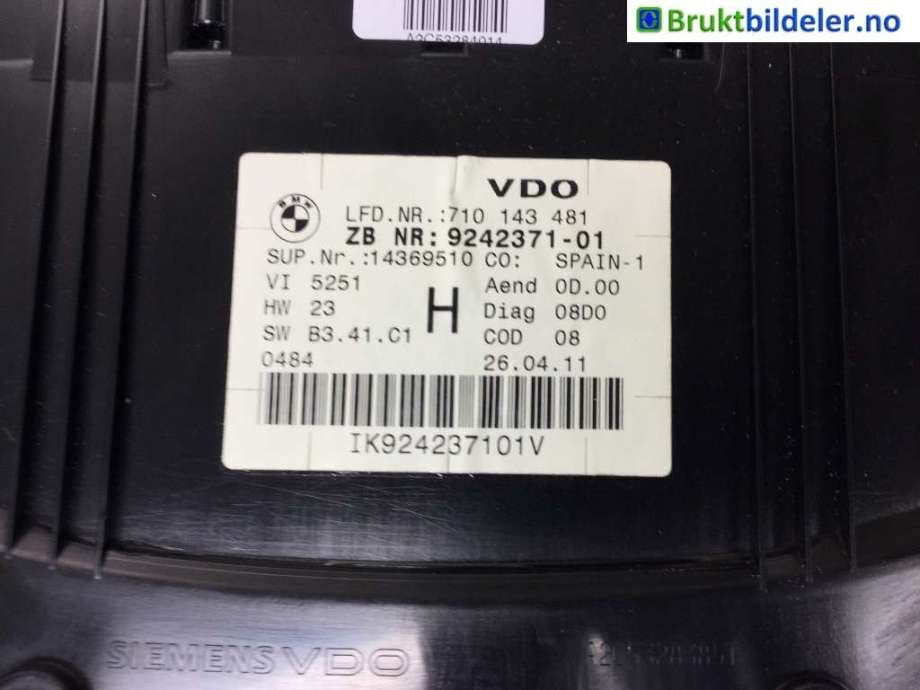 Instrumentpanel til BMW X1 2009-2015 (E84) (E84) (BMW|9242371-01|)
