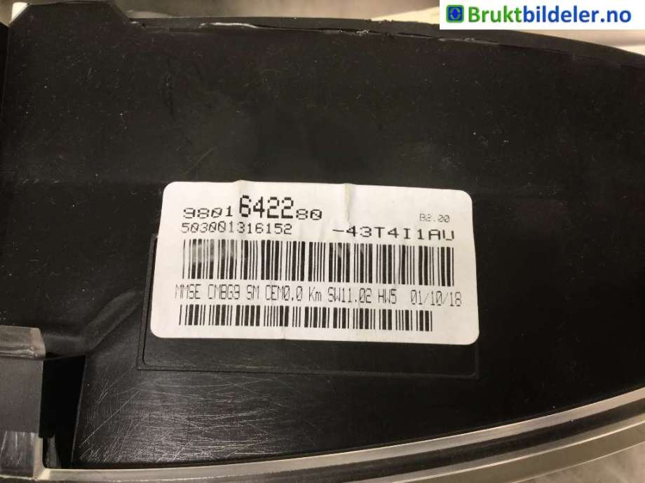 Instrumentpanel til Peugeot Partner 2015-2019 (Type II, Fase 2) (PEUGEOT|9801642280|)