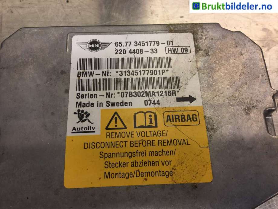 Airbag elektronikk til Mini One/Cooper 2007-2014 (R55-57) (R55-57) (MINI|65 77 3 451 779|)