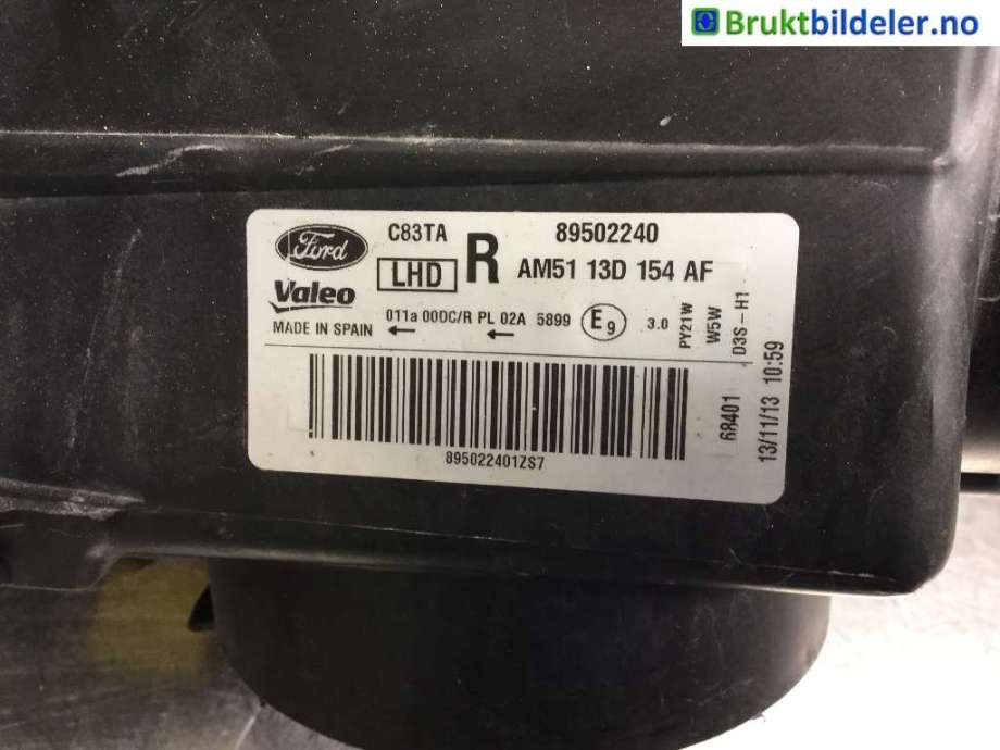 Frontlykt høyre xenon til Ford C-Max 2010-2015 (Type II, Fase 1) (FORD|AM51-13D154-AF|)
