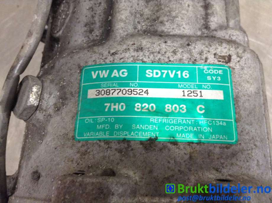 Aircondition kompressor til VW Transporter / Caravelle 2003-2009 (Fase 1) (T5) (T5) (VOLKSWAGEN|7H0 820 803 C|3087709524|)