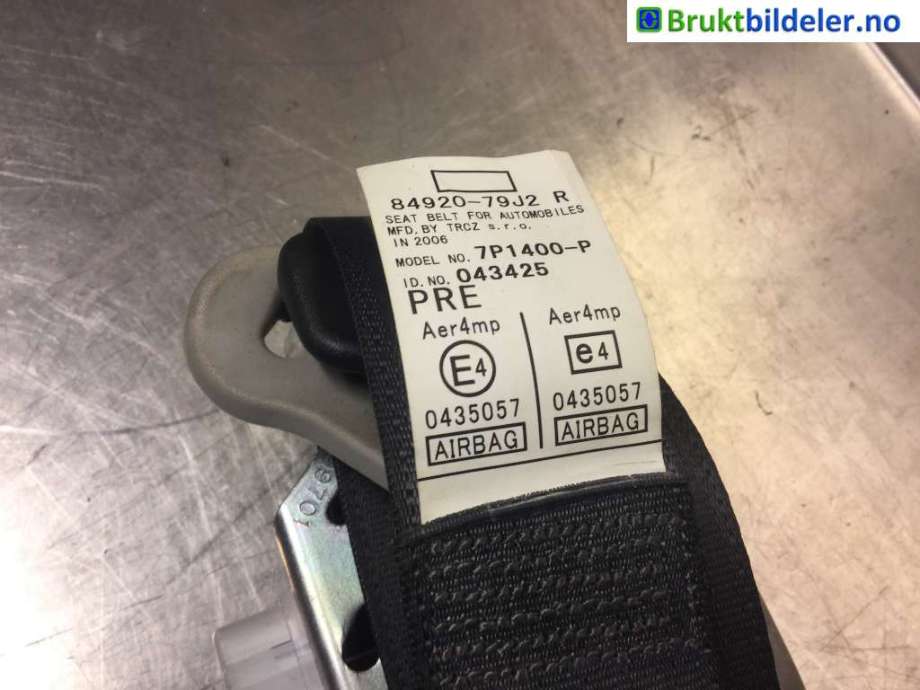 Sikkerhetsbelte foran høyre til Suzuki SX4 2006-2009 (Type I, Fase 1) (SUZUKI|84920-79J2|)
