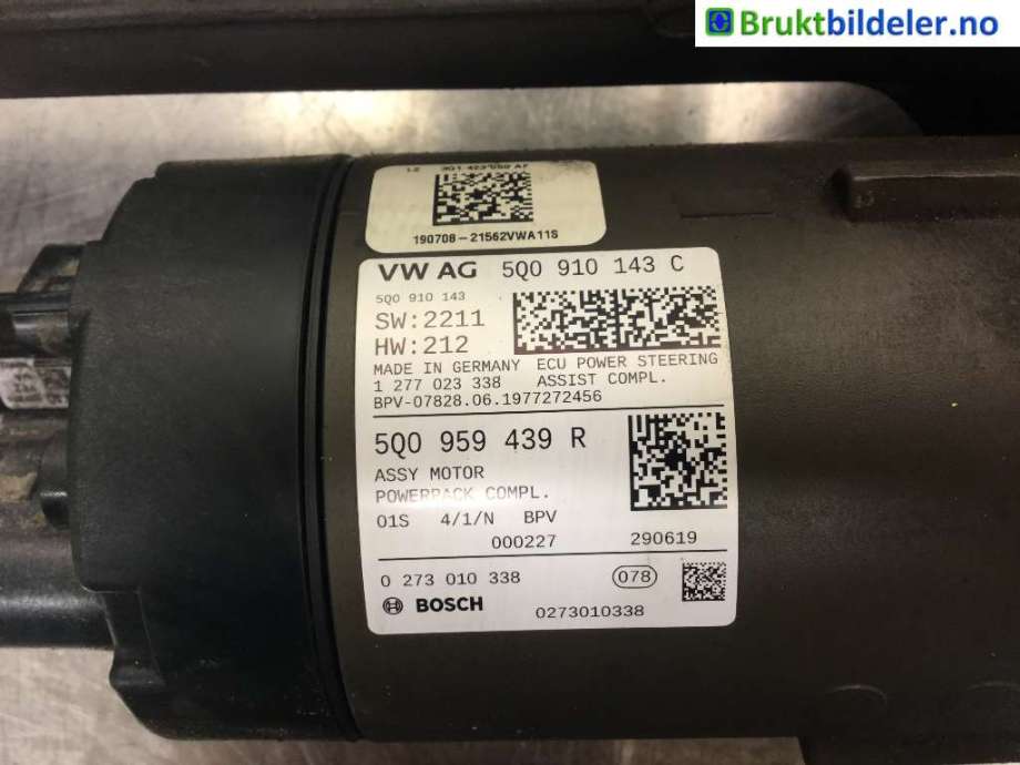 Tannstang elektrisk til VW Passat 2015-2019 (Fase 1) (B8) (B8) (VOLKSWAGEN|5Q1 959 439 R|0 273 010 338|5Q0 910 143 C)