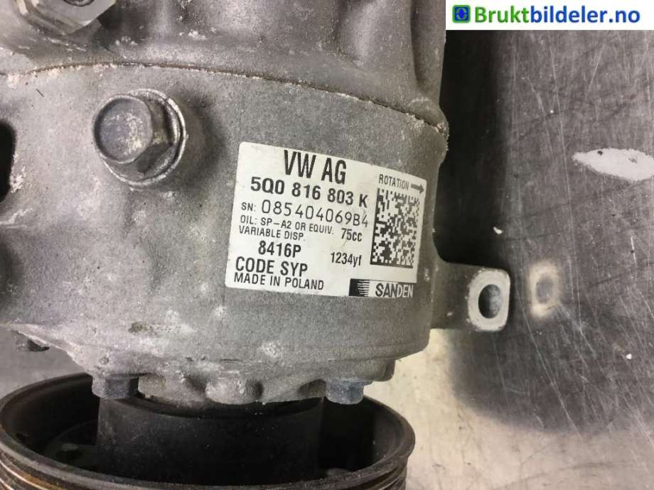 Aircondition kompressor til VW Passat 2015-2019 (Fase 1) (B8) (B8) (VOLKSWAGEN|5Q0 816 803 K|)