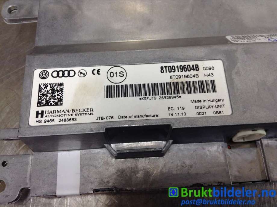 Instrument kjørecomputer til Audi Q5 2012-2017 (Type I, Fase 2)  (AUDI|8T0 919 604 B|)