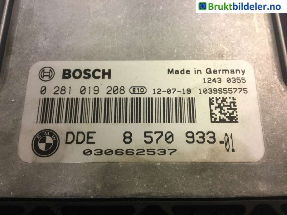 Styreenhet motor til BMW 1-Serie 2011-2015 (Fase 1) (F20/F21) (F20/F21) (BMW|8 570 933-01|0 281 019 208|)
