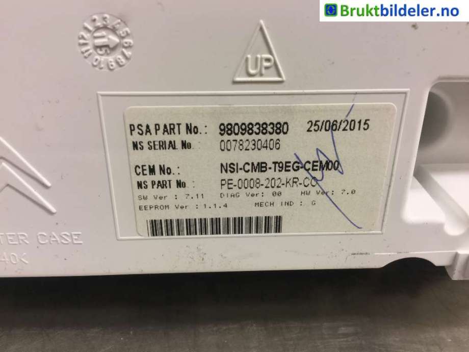 Instrumentpanel til Peugeot 308 2013-2021 (Type II)  (PEUGEOT|9809838380|NSI-CMB-T9EG-CEM00|)