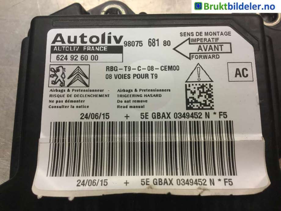 Airbag elektronikk til Peugeot 308 2013-2021 (Type II)  (PEUGEOT||624 92 60 00)