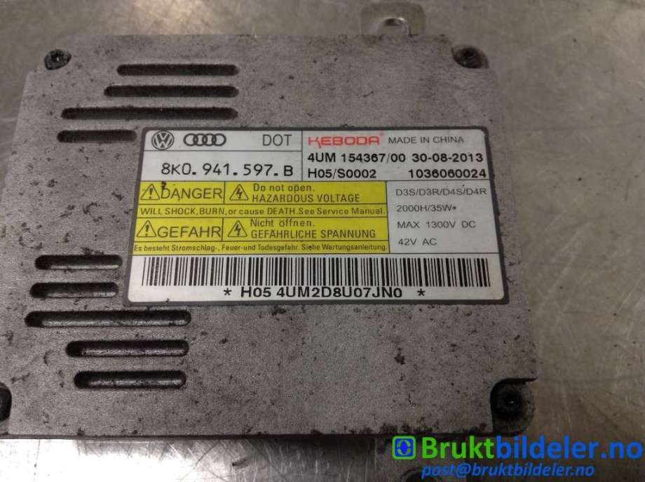 Styreenhet xenon/ballast til Audi Q5 2012-2017 (Type I, Fase 2)  (AUDI|8K0 941 597 B|1036060024|)
