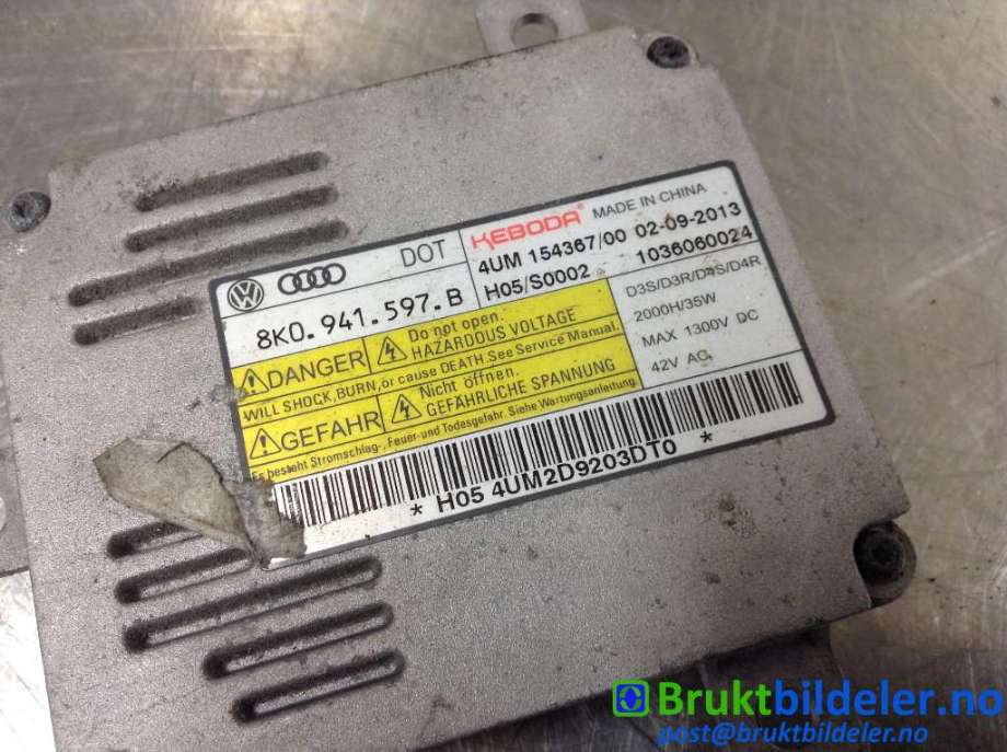 Styreenhet xenon/ballast til Audi Q5 2012-2017 (Type I, Fase 2)  (AUDI|8K0 941 597 B|1036060024|)