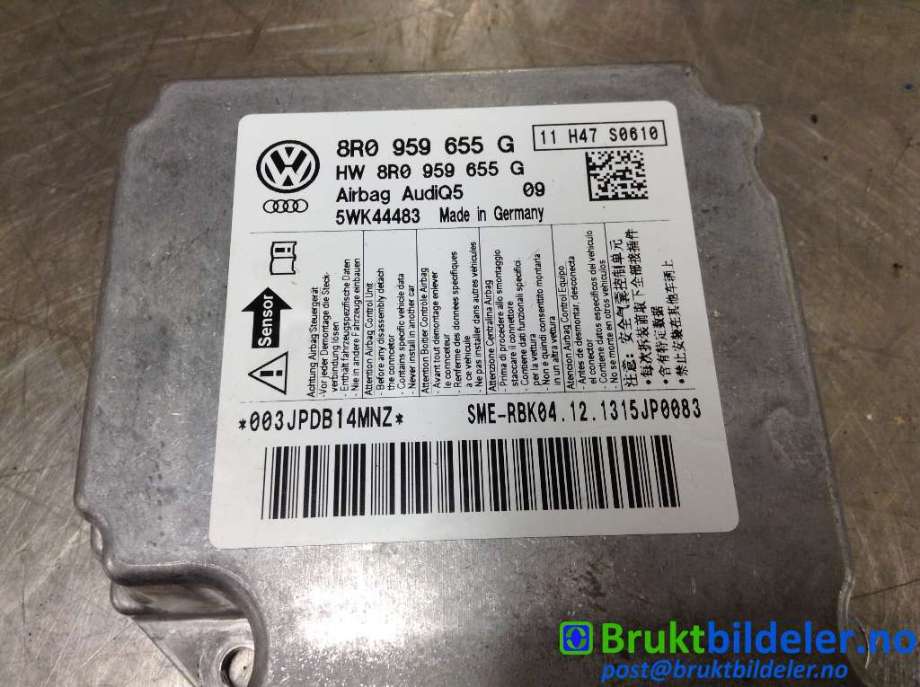 Airbag elektronikk til Audi Q5 2012-2017 (Type I, Fase 2)  (AUDI|8R0 959 655 G|5WK44483|)
