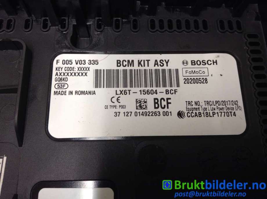 Styreenhet comfort (BCM) til Ford Kuga 2019-->> (Type III)  (FORD|LX6T-15604-BCF|F 005 V03 335|)
