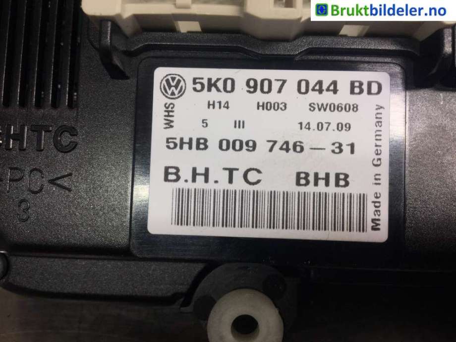 Varmeapparat betjening til VW Golf VI 2008-2012 (VOLKSWAGEN|5K0 907 044 BD|5HB 009 746-31|)