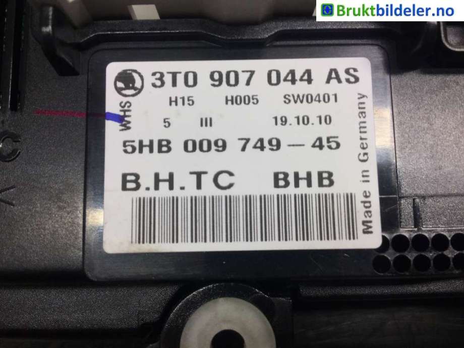 Varmeapparat betjening til Škoda Superb 2008-2015 (Type II)  (SKODA|3T0 907 044|5HB 009 749-45|)