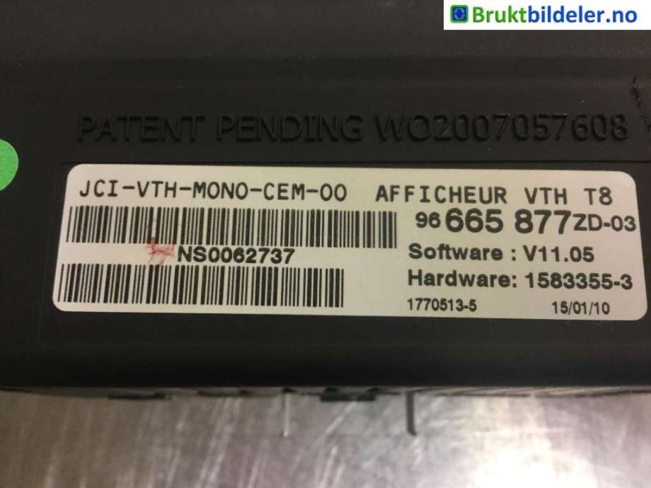 Instrumentpanel til Peugeot 3008 2009-2016 (Type I)  (PEUGEOT|96665877ZD-03|)