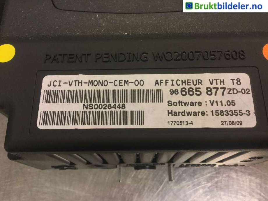 Instrumentpanel til Peugeot 3008 2009-2016 (Type I)  (PEUGEOT|96 665 877 ZD-02|)