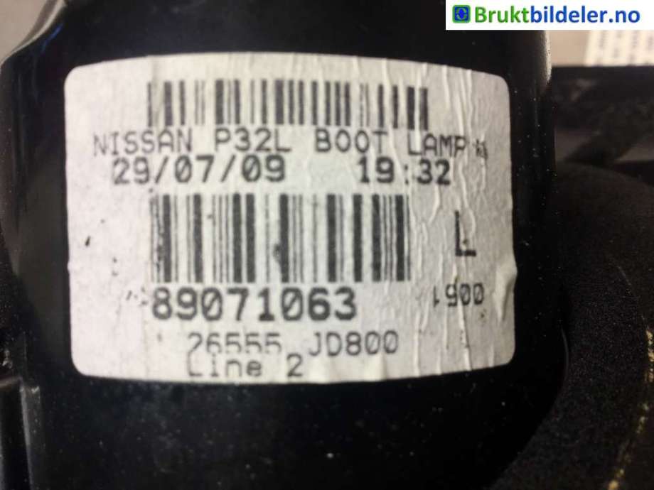 Baklykt venstre indre til Nissan Qashqai 2007-2010 (Type I, Fase 1)  (NISSAN|26555 JD800|89071063|)