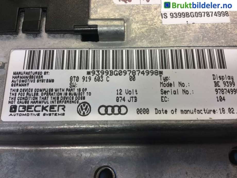 Instrument kjørecomputer til Audi Q7 2006-2010 (Type I, Fase 1)  (AUDI|8T0 919 603 C|)