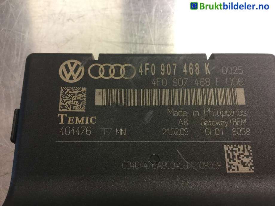 Styreenhet diverse til Audi Q7 2006-2010 (Type I, Fase 1)  (AUDI|4F0 907 468 F|4F0 907 468 K|)