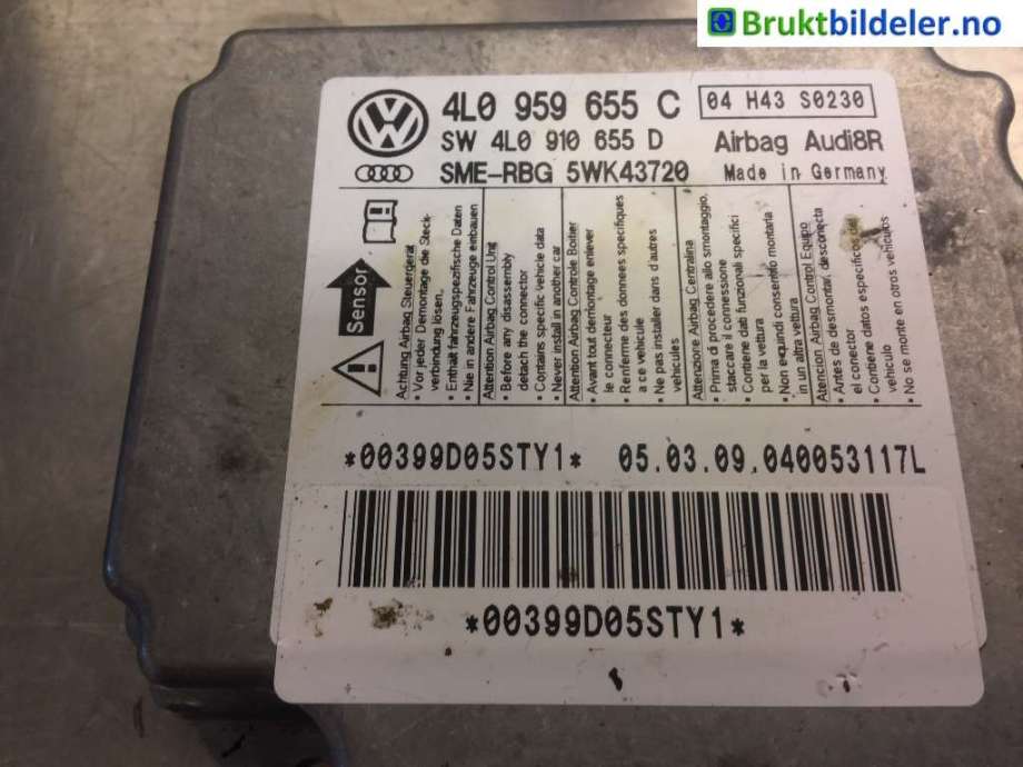 Airbag elektronikk til Audi Q7 2006-2010 (Type I, Fase 1)  (AUDI|4L0 959 655 C|)