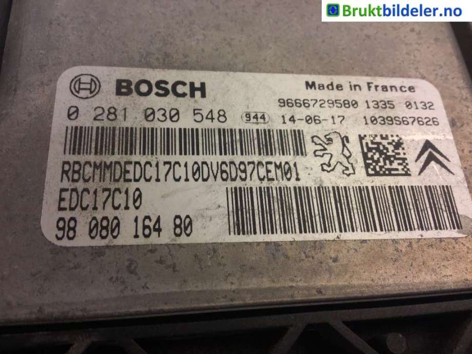 Styreenhet motor til Citroën C4, Cactus 2014-2017 (Fase 1) (CITROEN|98 080 164 80|0 281 030 548|)