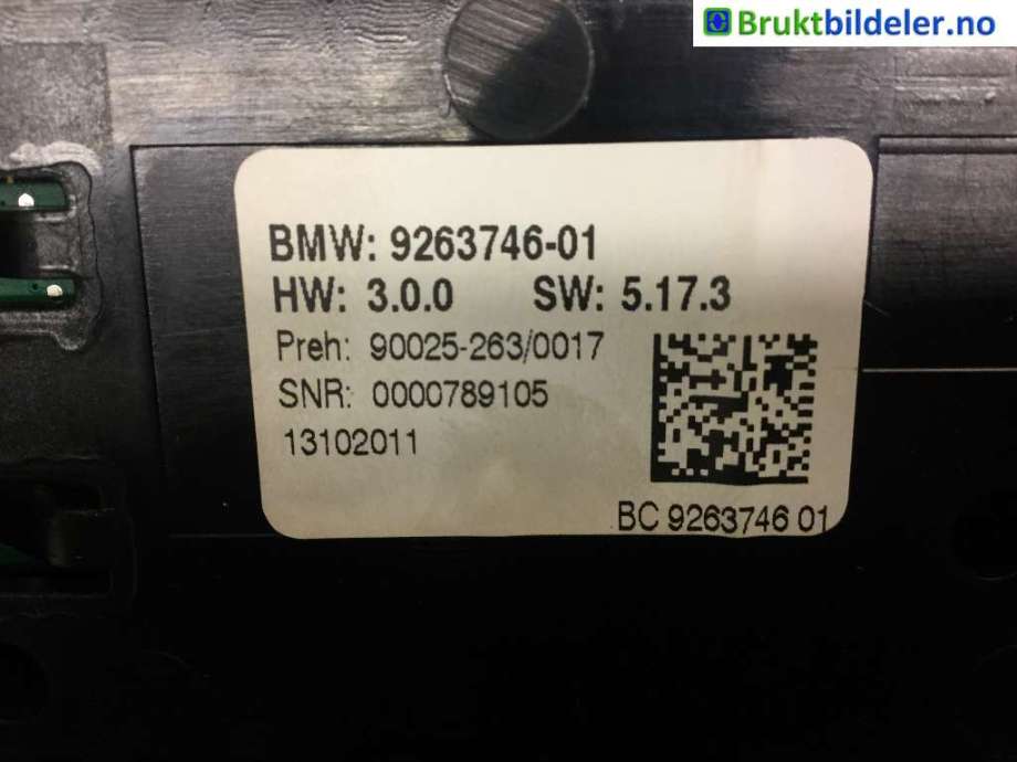 Varmeapparat betjening til BMW 5-Serie 2010-2017 (F10/F11) (F10/F11) (BMW|9263746-01|90025-263/0017|)