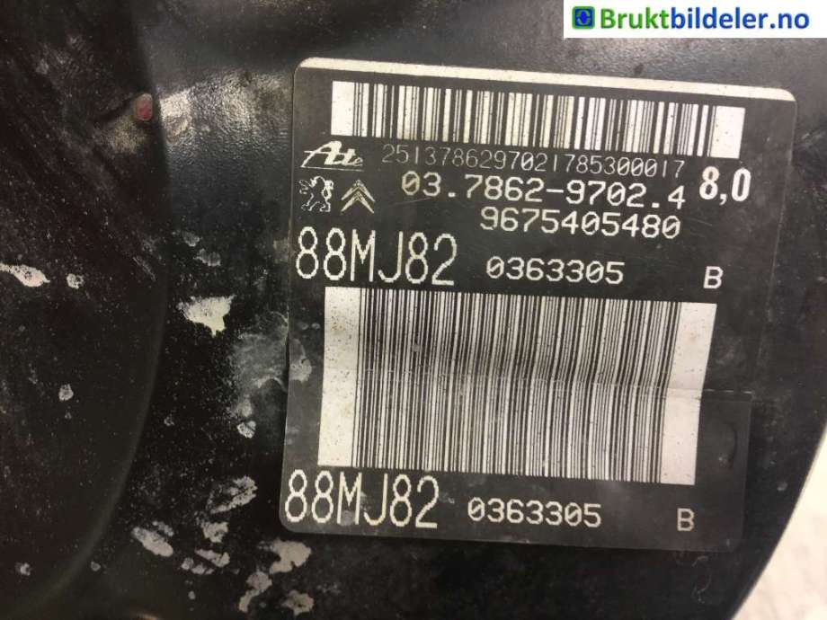 Bremsekraft-forsterker til Peugeot 308 2013-2021 (Type II) (PEUGEOT|16 107 696 80|96 754 054 80|88MJ82)