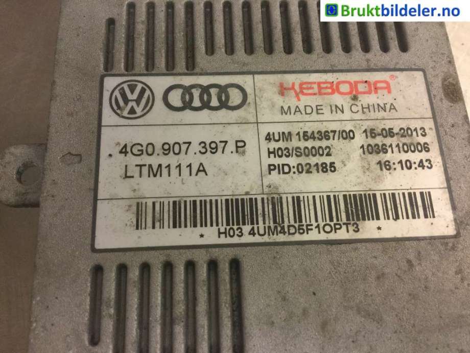 Styreenhet xenon/ballast til Audi A3 2012-2016 (Type III, Fase 1)  (AUDI|4G0 907 397 P|)