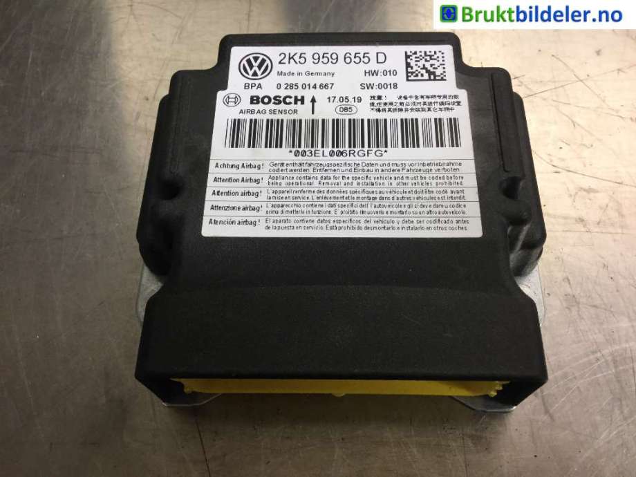 Airbag elektronikk til VW Caddy, 2015-2020 (Type III, Fase 3)  (VOLKSWAGEN|2K5 959 655 D)
