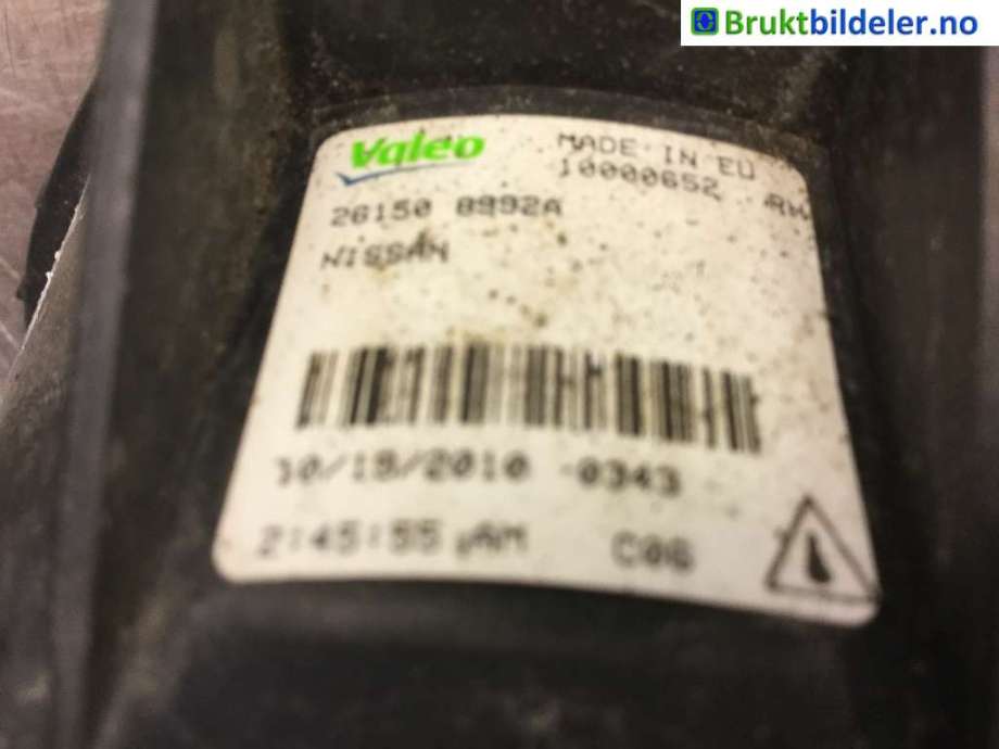 Tåkelykt venstre foran til Nissan Qashqai 2010-2014 (Type I, Fase 2)  (NISSAN|261508992A|)