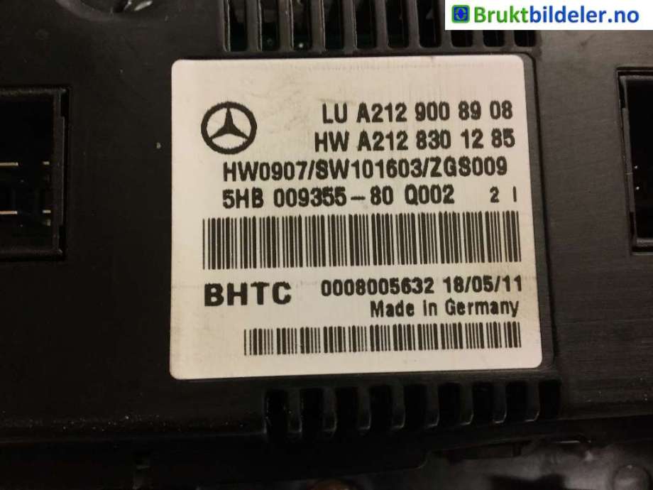 Varmeapparat betjening til Mercedes E-Klasse 2009-2013 (Fase 1) (W212) (W212) (MERCEDES|A 212 900 89 08|5HB 009 355-80|)
