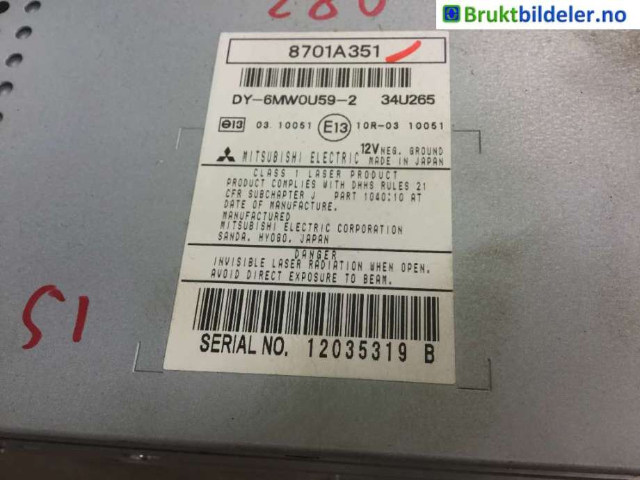 Bilstereo til Mitsubishi ASX 2010-2019  (MITSUBISHI|8701A351|)