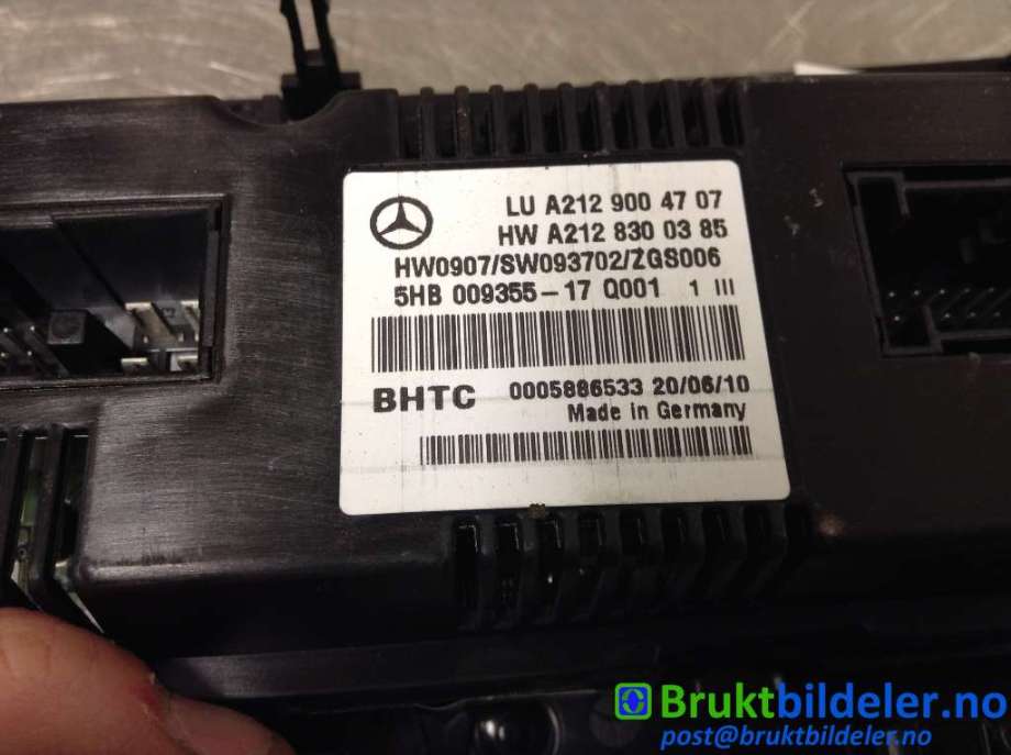 Varmeapparat betjening til Mercedes E-Klasse 2009-2013 (Fase 1) (W212) (W212) (MERCEDES|A 212 900 47 07|5HB 009 355-17|)
