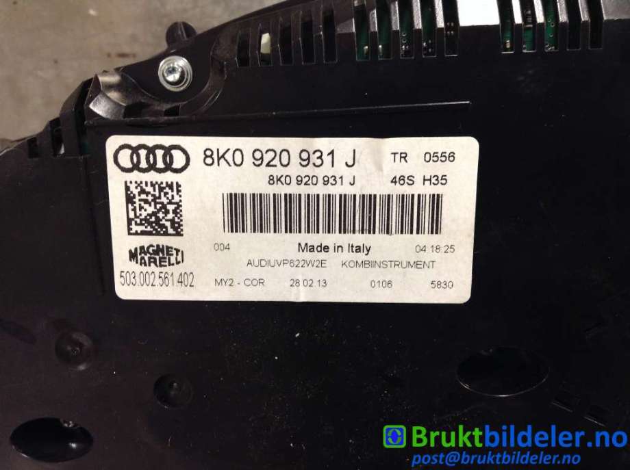 Instrumentpanel til Audi A4 2007-2014 (Type IV) (B8) (B8) (AUDI|8K0 920 931 J|503 002 561 402|)