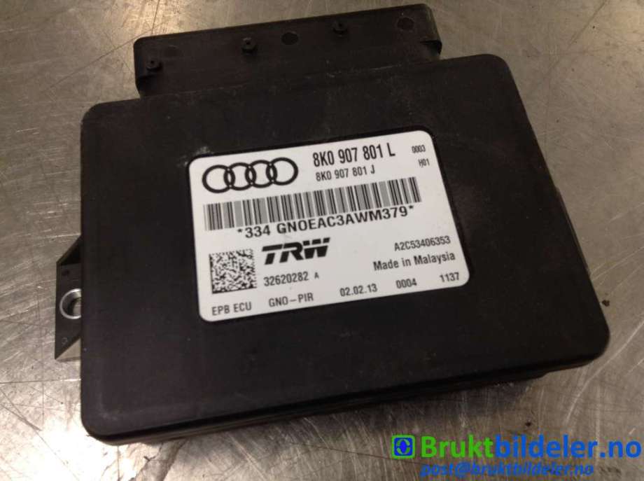 Styreenhet elektrisk parkbrems (EPB - Electric Parking Brake) til Audi A4 2007-2014 (Type IV) (B8) (B8) (AUDI|8K0 907 801 L|32620282 A|)
