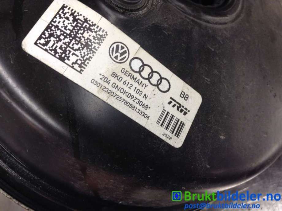 Bremsekraft-forsterker til Audi A4 2007-2014 (Type IV) (B8) (B8) (AUDI|8K0 612 103 N||8K0 612 107 D)