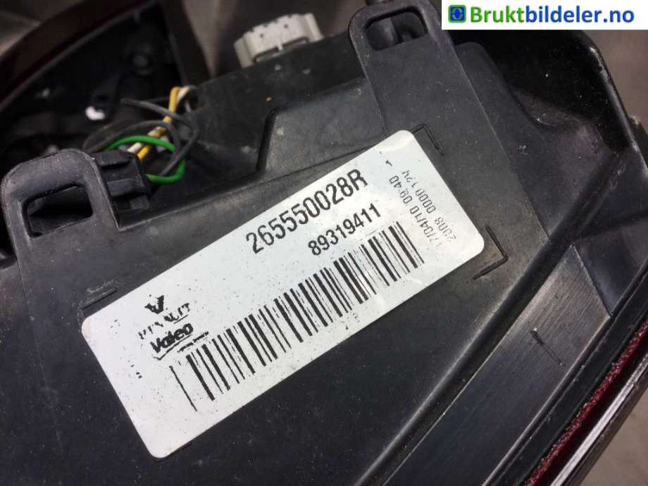 Baklykt venstre indre til Renault Megane 2009-2016 Type III  (RENAULT|265550028R|89319411|)