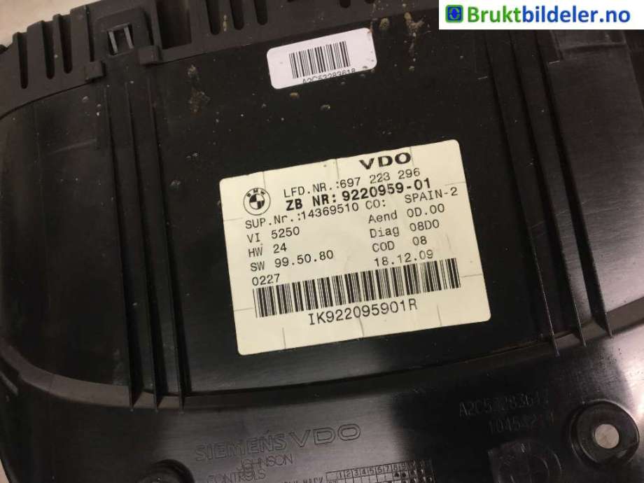 Instrumentpanel til BMW 3-Serie 2005-2011 (E90/E91/E92/E93) (E90/E91/E92/E93) (BMW|9 220 959|)
