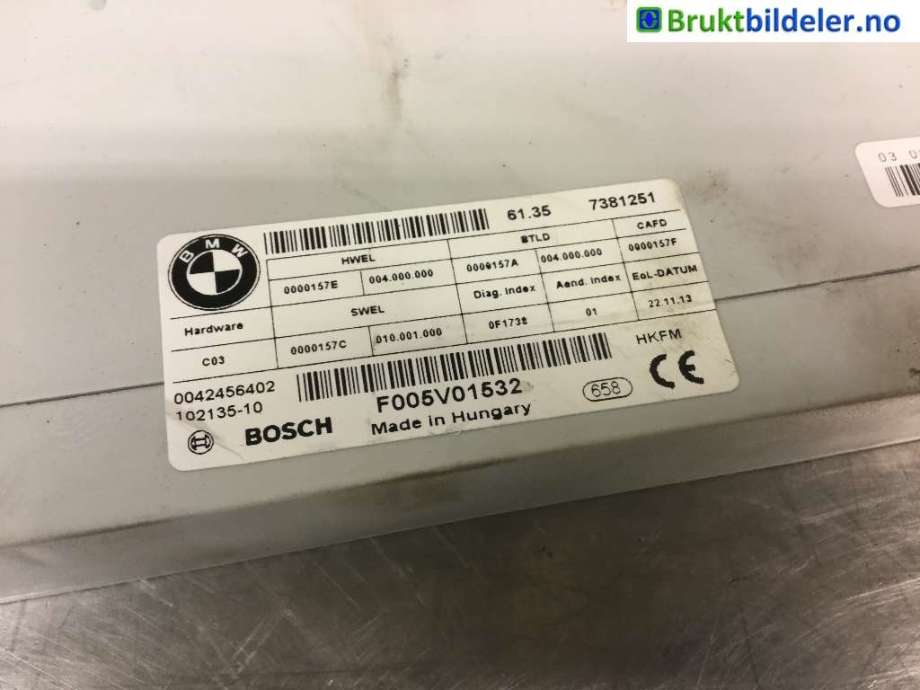Styreenhet diverse til BMW 3-Serie 2012-2018 (F30/F31/F34) (F30/F31/F34) (BMW|61 35 7 381 251|F 005 V01 532|)